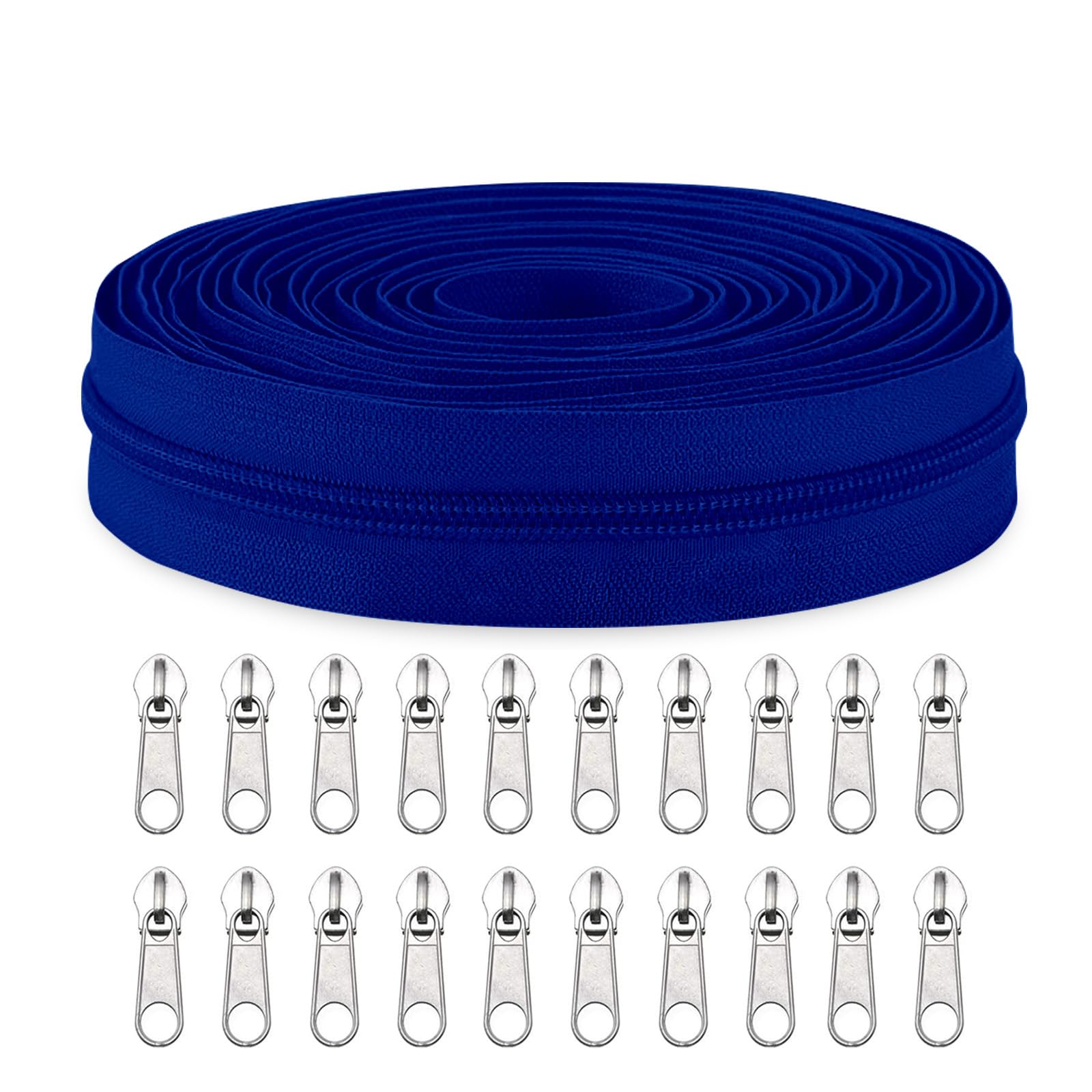 Sawoake #3 Nylon Coil Zippers by The Yard Bulk 10 Yards with 20pcs Zipper Sliders for DIY Sewing Tailor Craft Bag Garment Home Textile…(NavyBlue)