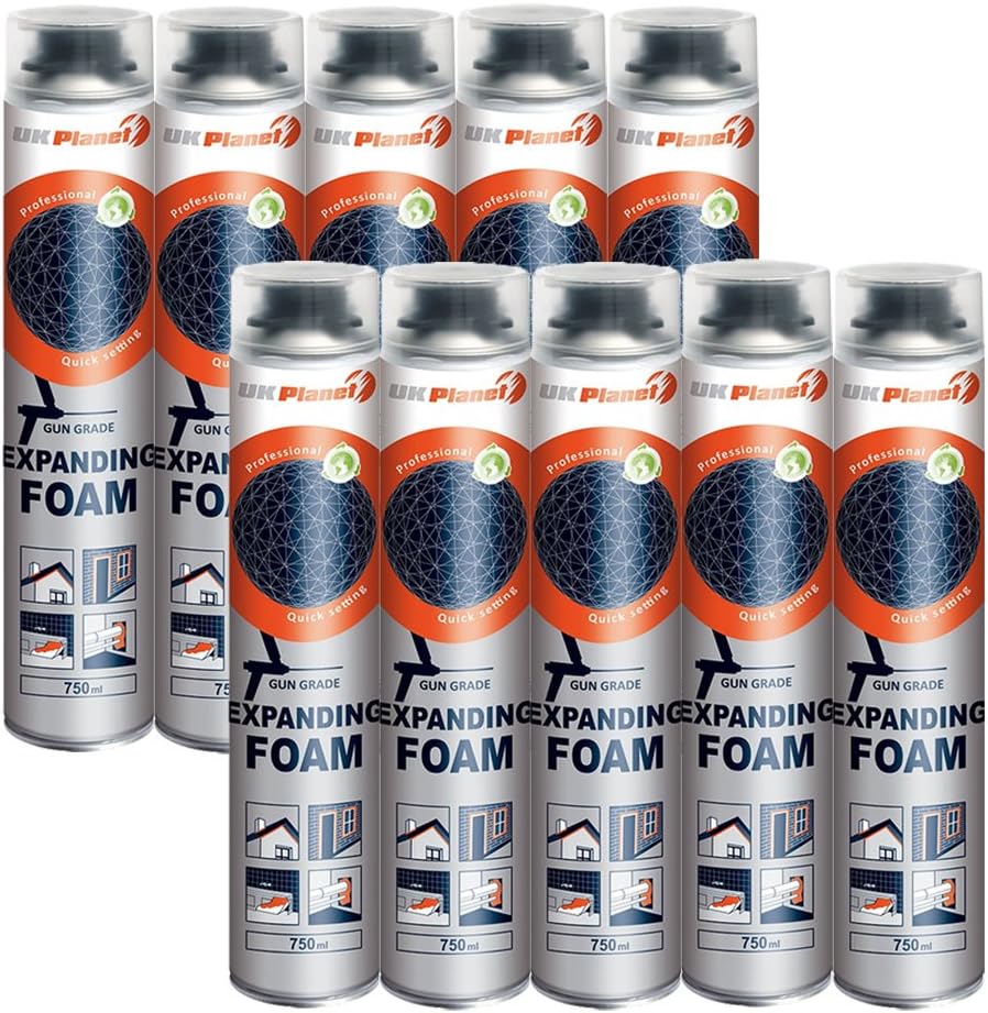UK Planet 012101 Gun Grade Expanding PU Foam 750 ml Pack Of 10