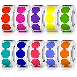 5000 PCS 3/4" Colored Dot Stickers Round Color