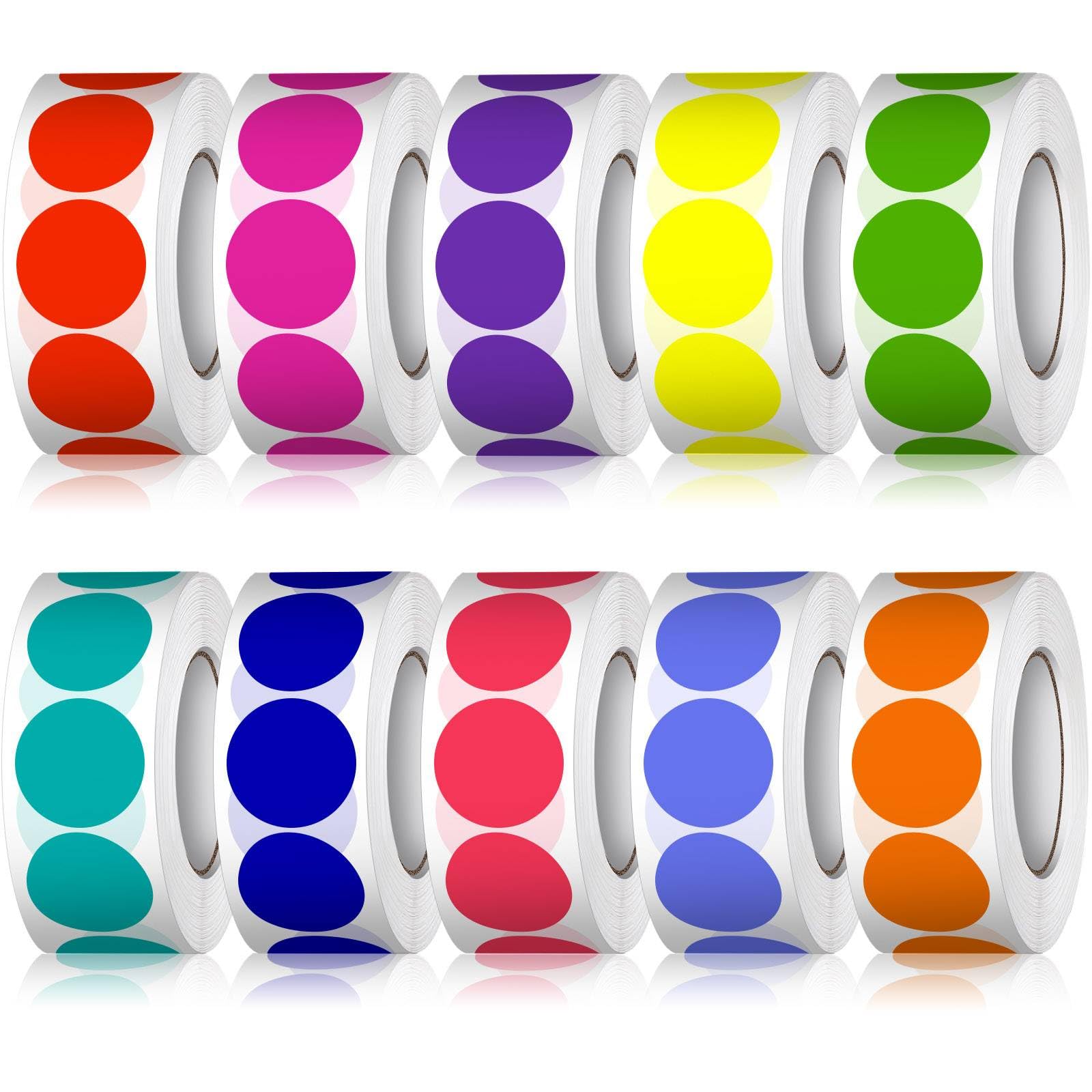 5000 PCS 3/4" Colored Dot Stickers Round Color