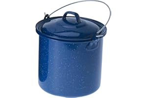 GSI Outdoors 1.75 qt Straight Pot w/Lid & Handle - Enamelware for Cooking Outdoors, Camping & Travel