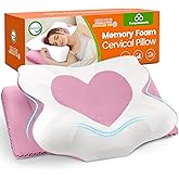 TranquilMoments Cervical Neck Pillow for Sleeping, Memory Foam Side Sleeper Pillow, Ergonomic Pillows for Neck Pain Relief, Shoulder Support Pillows for Side Back Stomach Sleepers (Pink, Queen Size)