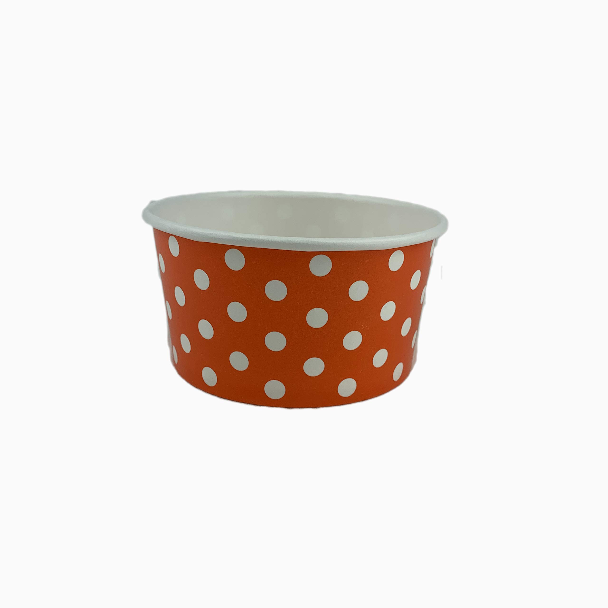 Worlds Paper Ice Cream Cups Polka Dot Paper Yogurt Cups 6OZ Orange 50 pack