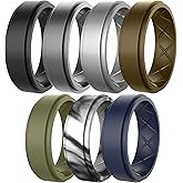 Zollen Breathable Mens Silicone Wedding Rings, Rubber Wedding Engagement Ring Bands for Men for Sports Workout