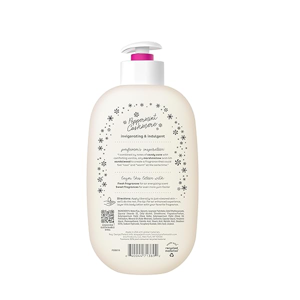 EOS SHEA BETTER HOLIDAY BODY LOTION, PEPPERMINT CASHMERE, LIMITED EDITION SKIN CARE, 24-HOUR MOISTURE, BODY LOTION FOR WOMEN, VEGAN, 16 FL OZ