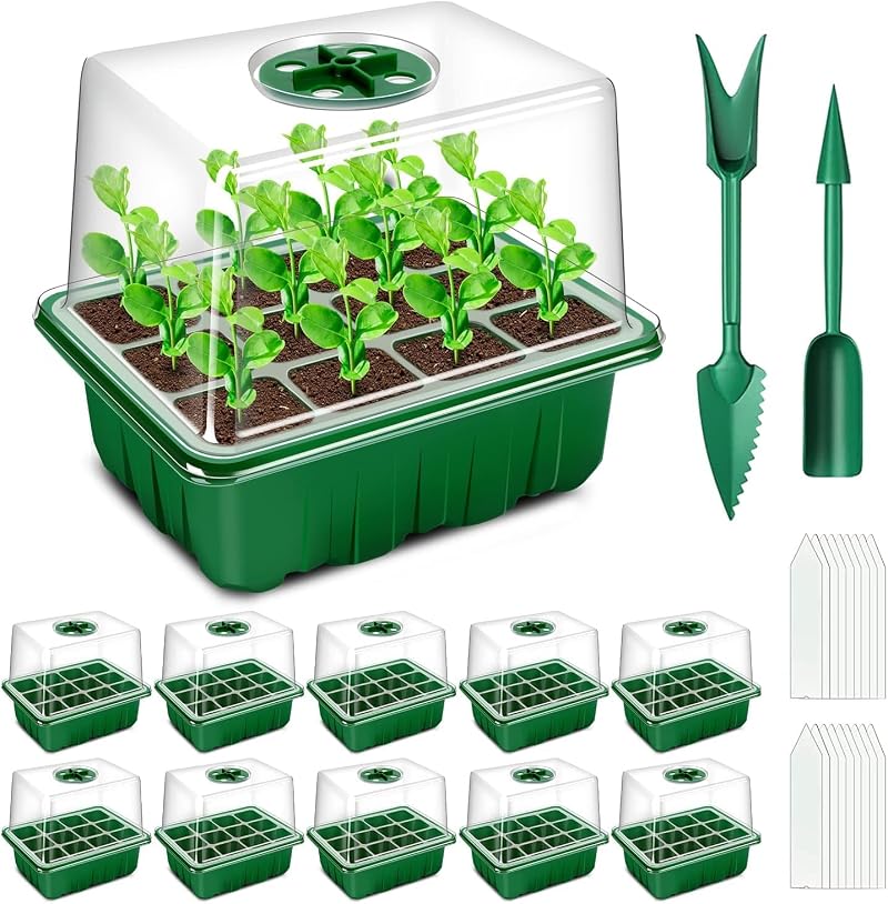 YAUNGEL Seed Trays 120 Cells with Heightened Lids 0.8mm PVC 20 Labels