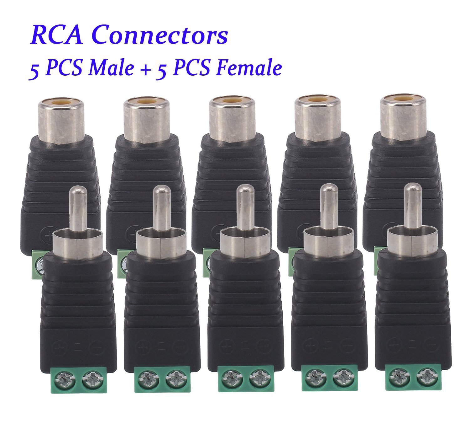 Bestga 10 PCS RCA Connector, Phono RCA Male and Female Plug to AV Screw Terminal Audio Video Connector Adapter for CCTV Security Camera System
