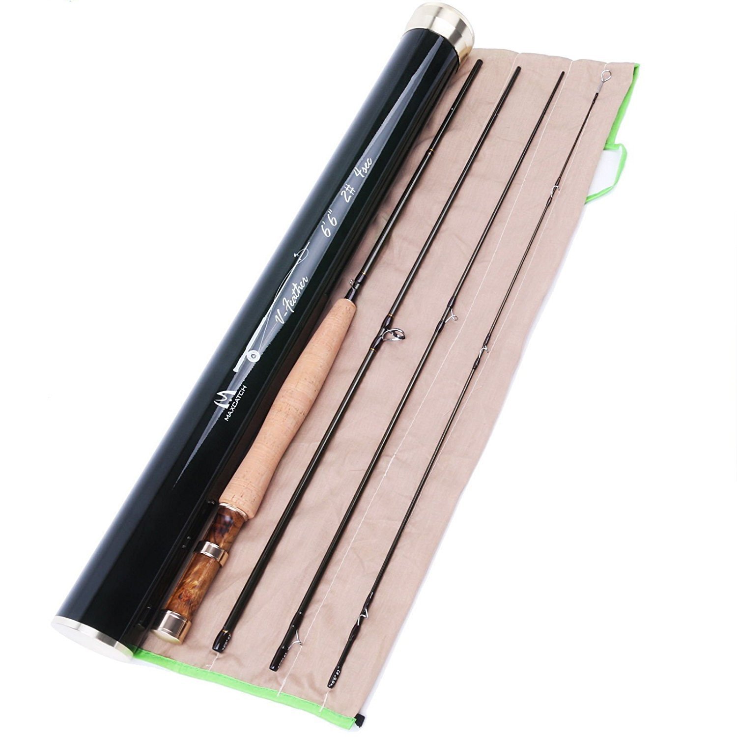 M MAXIMUMCATCH Maxcatch Feather Fly Rod Trout Fly Fishing Rod with IM10 Rod Tube 1/2/3 weight (2-weight 6'6'' 4-Piece)