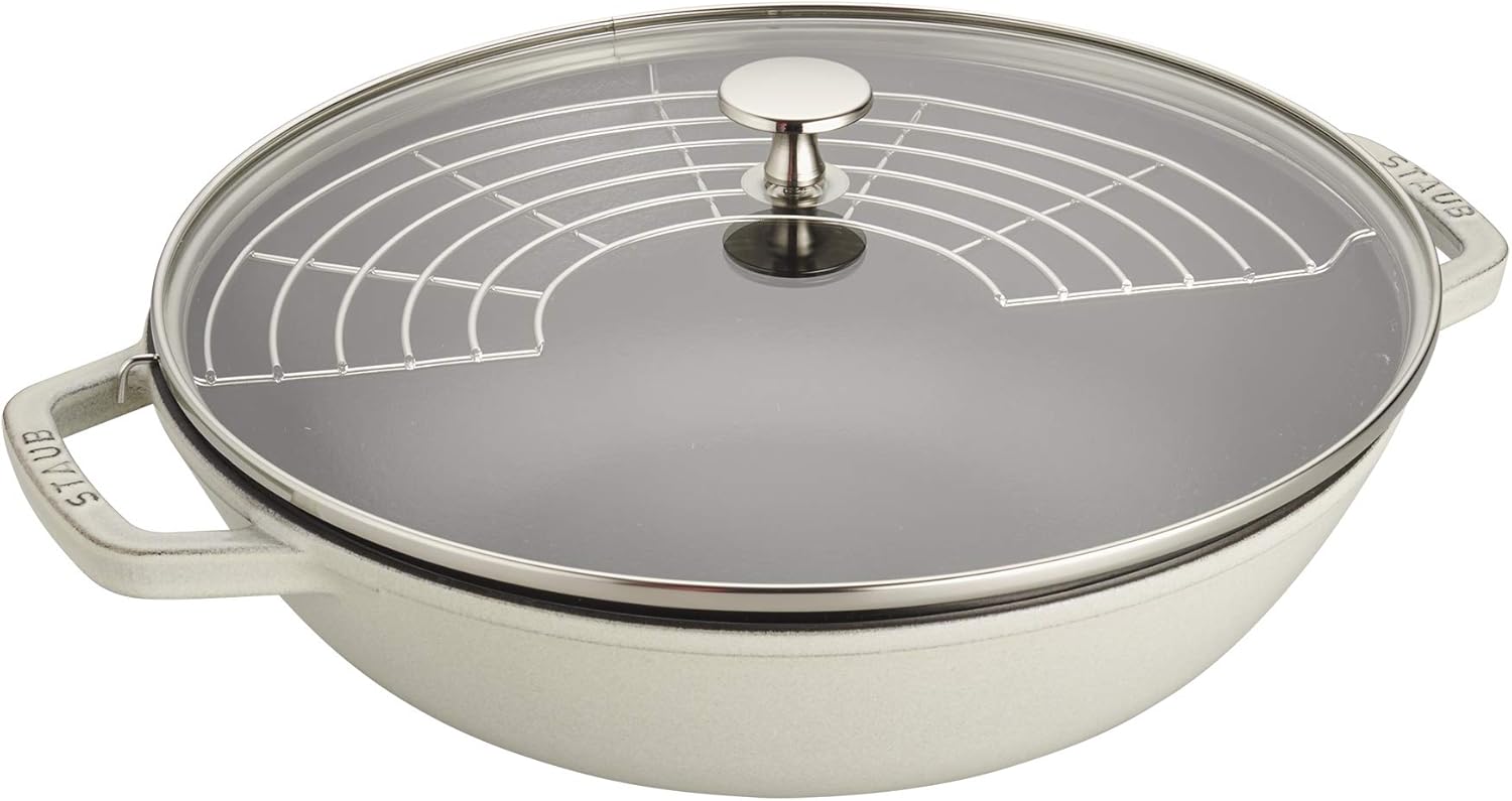 STAUB Cast Iron Perfect Pan, 4.5-qt, White Truffle