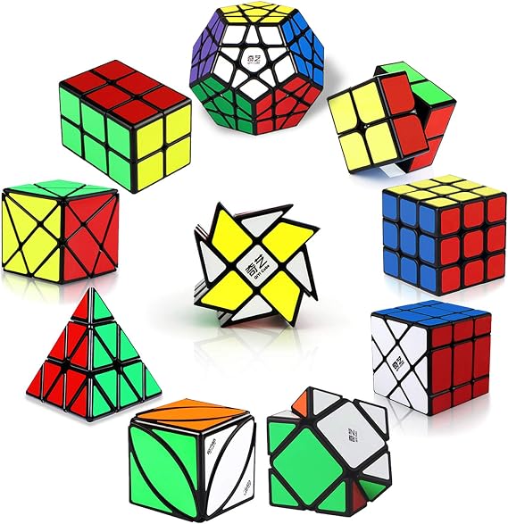 Lot De 5 Cubes Magiques - 2x2, 3x3, Fenghuolun, Megaminx, Pyraminx | Puzzles 3D Faciles à Tourner | Cadeau Pour Enfants Et Adultes