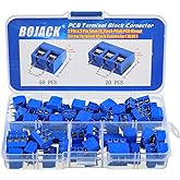 BOJACK Blue 5MM 2-Pin & 3-Pin Pitch PCB Mount Screw Terminal Block Connector for Arduino and Home Electronics Projects (Pack 