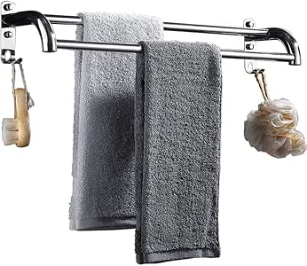 Toallero Autoadhesivo 3M con Gancho, Toallero De Pared De 2 Polos De