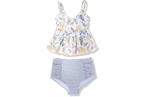 Tutorutor Kid Girls High Waisted Cute 2 Piece Peplum Halter Bikini Sets Ruffle Floral Print Teen Spaghetti Swimsuits