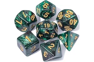 CiaraQ DND Polyhedral Dice Set with a Black Dice Bag for D&D RPG MTG Role Playing Table Games (Green and Black)
