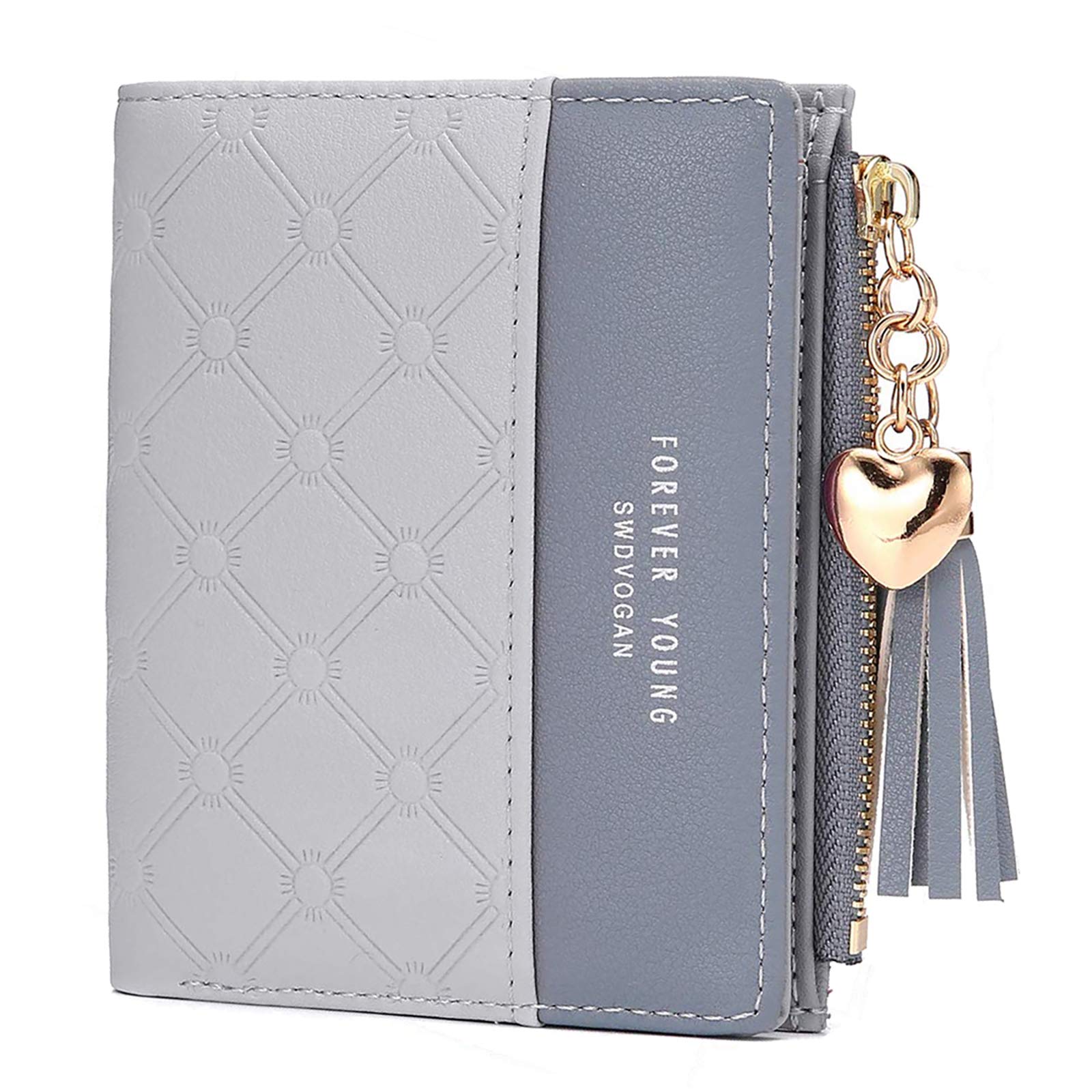 ZhengYue Purse for Women,Ladies Purse Small Leather Wallet with RFID Blocking,Vegan Leather Women Purse with Zipper Coin Purse and Multiple Card Slots for Cash,Cion,Card,Bill Lightgrey