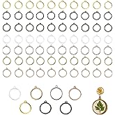 175 Pcs Round Hollow Bezel Charms, 20x17mm Open Connector Pendants for DIY Craft Jewelry Earring Making, 7 Colors