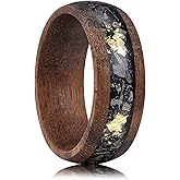 King Will 8mm Wood Rings, Men's Wooden Wedding Rings Inlay Domed Ring for Men Women, Comfort Fit