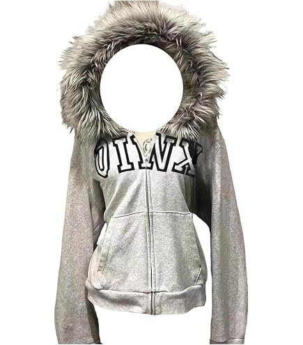 OANTGM Crop Winter Coats Teen Y2k Zip Up Hoodie Fur Jackets