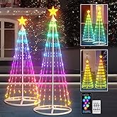 Smart Lighted Christmas Cone Tree Outdoor, 16 Mil Color Changing, APP & Remote Control, Music Sync, Timer, Group Control, RGB Led Christmas Decorations for Indoor Outdoor (Set: 4+5FT)