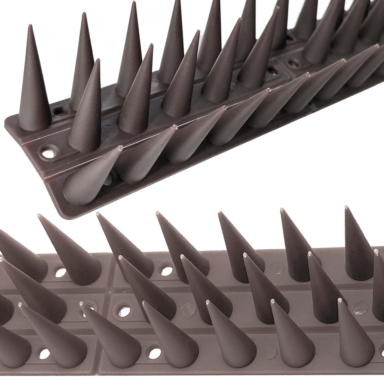 EWENYS Bird Spikes for Fence Tops, Plastic Fence Toppers and Roof Tall Spikes 1.46'' to Keep Pigeon Seagull or Animals Stop, Fox Squirrel Deterrent Fence Anti Climb for Garden Wall(Brown, 13ft)