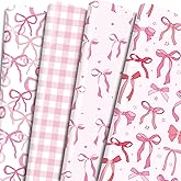 Keluna Pink Bow Wrapping Paper - Cute Baby Shower & Wrap Paper for Xmas, Birthday, Bridal & Bachelorette Parties