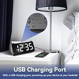 Netzu Alarm Clock Bedside with Night Light Dual Alarm USB Charger 12/24h view 5