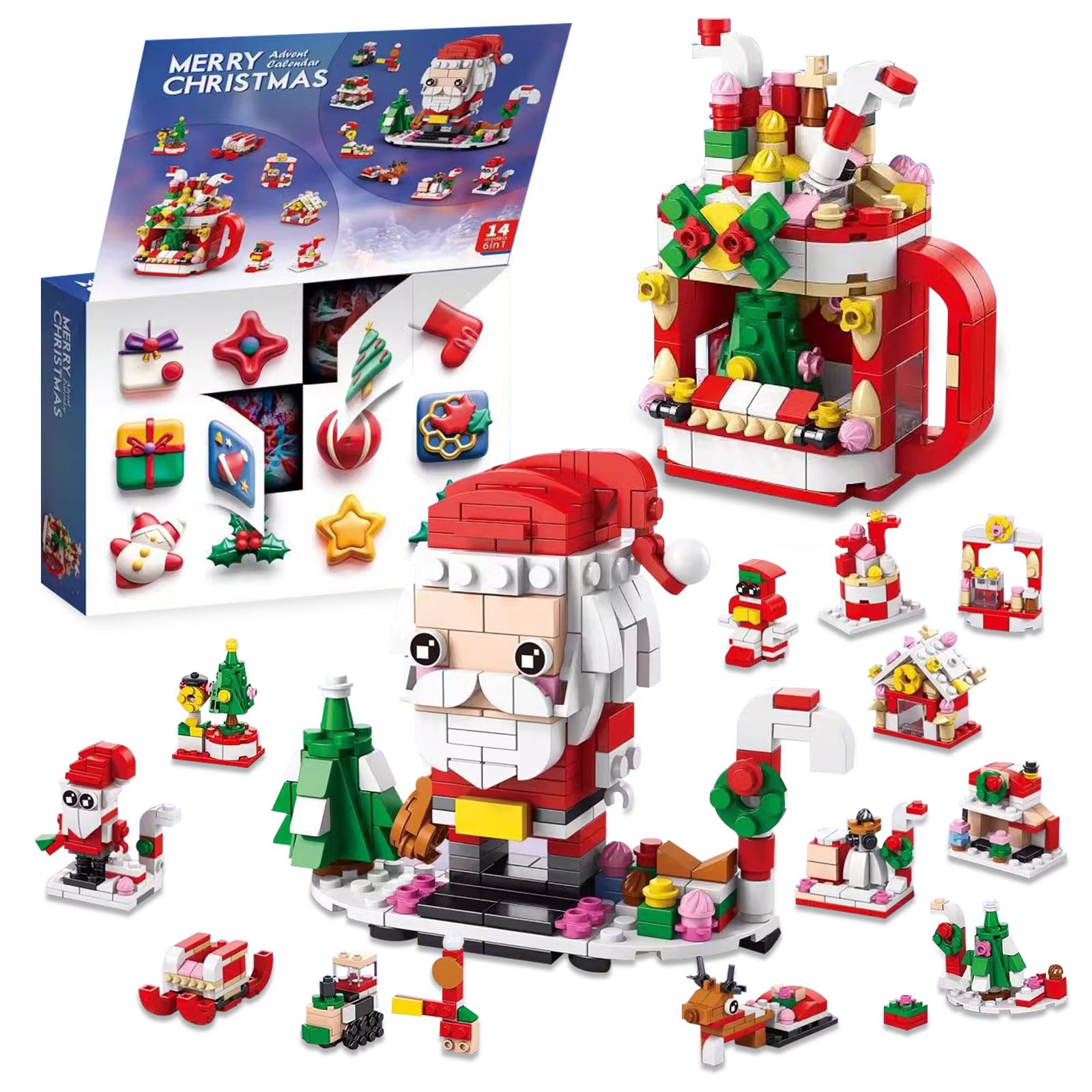 Photo 1 of 2025 Christmas Advent Calendar 6 IN 1 Santa Claus Building Blocks Toys 12 Days Countdown Calendar Toys for Kids, Christmas Building Toy Party Favors, Kids Christma Gifts for Boys & Girls