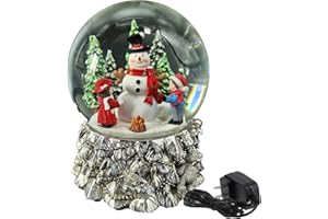 Aobaks Large Christmas Snow Globe, 150mm Water Globe, Musical Children Make Snowmen Water Globe Playing Snowflakes, Led Light Snow Globes for Kids, Snowglobes
