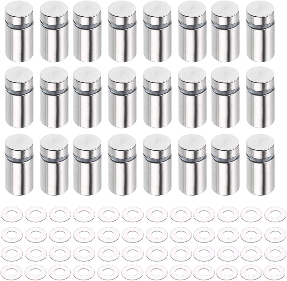 TangCai 24Pcs Stainless Steel Glass Standoff Fixings 12x25mm Wall Mounts