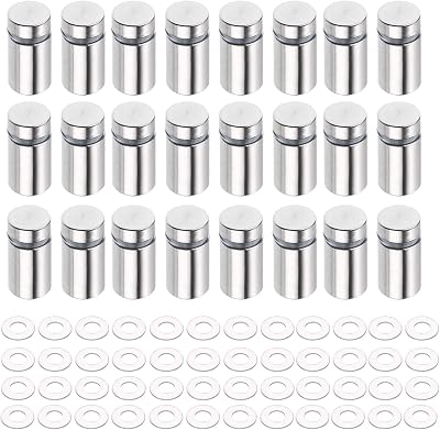 TangCai 24Pcs Stainless Steel Glass Standoff Fixings 12x25mm Wall Mounts