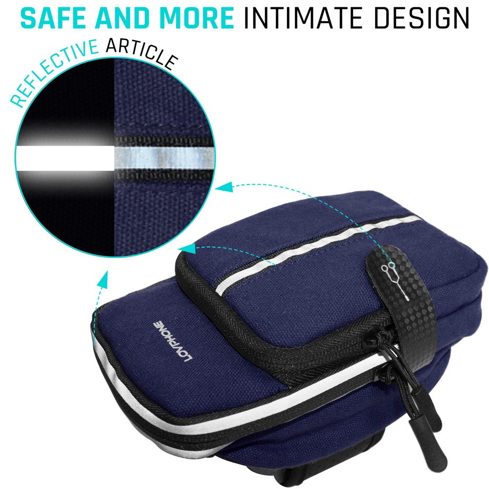 LOVPHONE Sports Armband, Double Pockets Phone Running Armband for iphone X/8/8 Plus/7/7 Plus, Samsung Galaxy Note 8/S8/S8 Plus/S7, Water Resistant (Blue, 7.0-12.8inch)