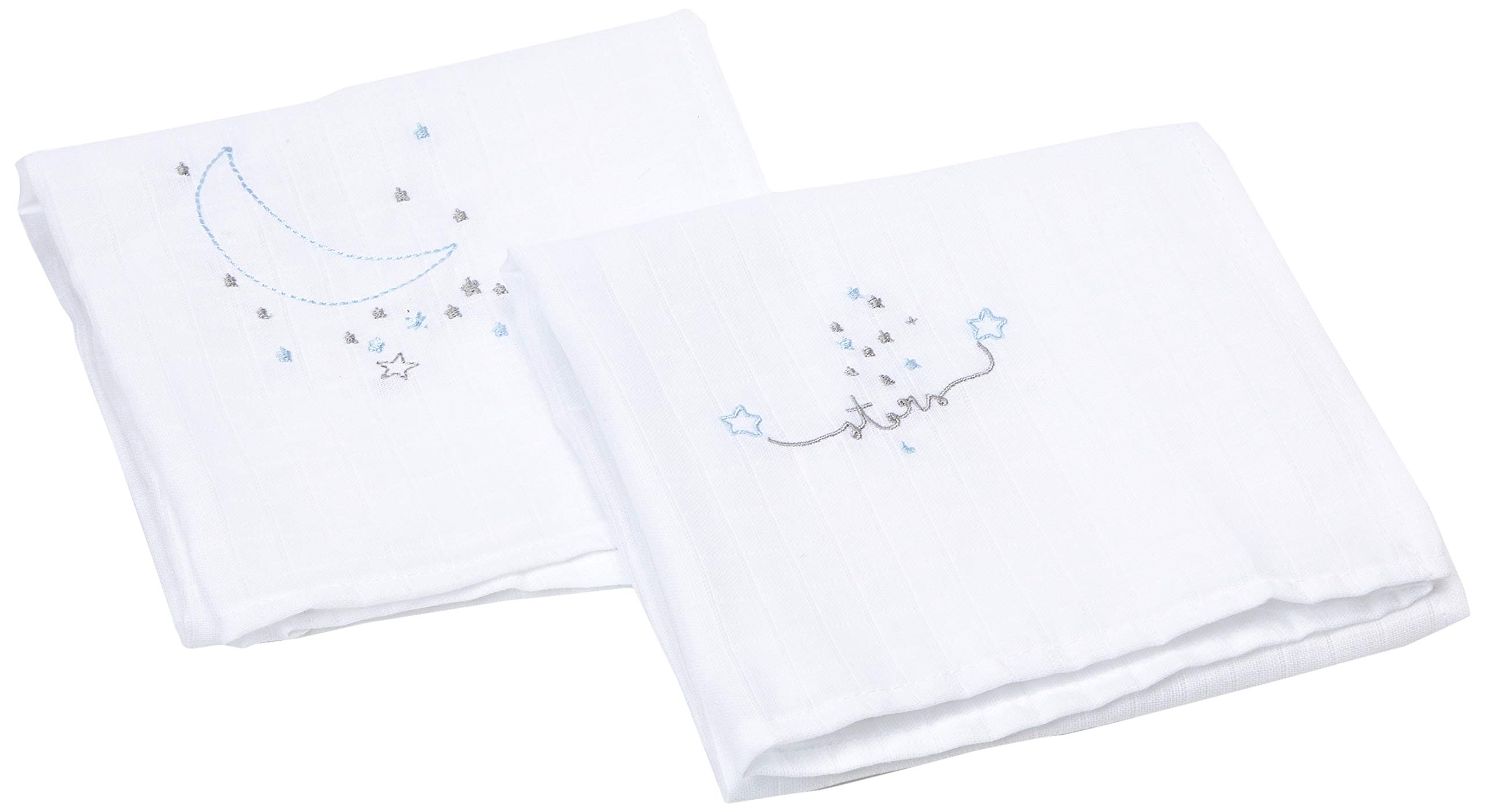 Bright Brands Sportsgoods Set of 2 Gauze Nappies 100% Alg 548 Stars Moon 046 13 - Bibs for Children