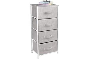 Sorbus Nightstand with 4 Drawers - Bedside Furniture & Night Stand End Table Dresser with Steel Frame, Wood Top, Easy Pull Fabric Bins for Home, Bedroom Accessories, Office & Dorm