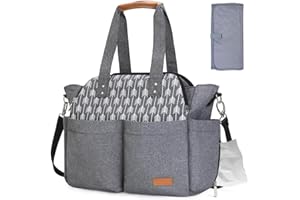 Lekebaby Large Diaper Tote Bag for Mom - Baby Diaper Satchel Bag with Insulated Pockets & Changing Pad & Stroller Straps