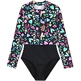 Gottex Kids Long Sleeve Zip Front One Piece Swimsuit Chlorine Fade Resistant and Built-in UPF UV 50 + Protection