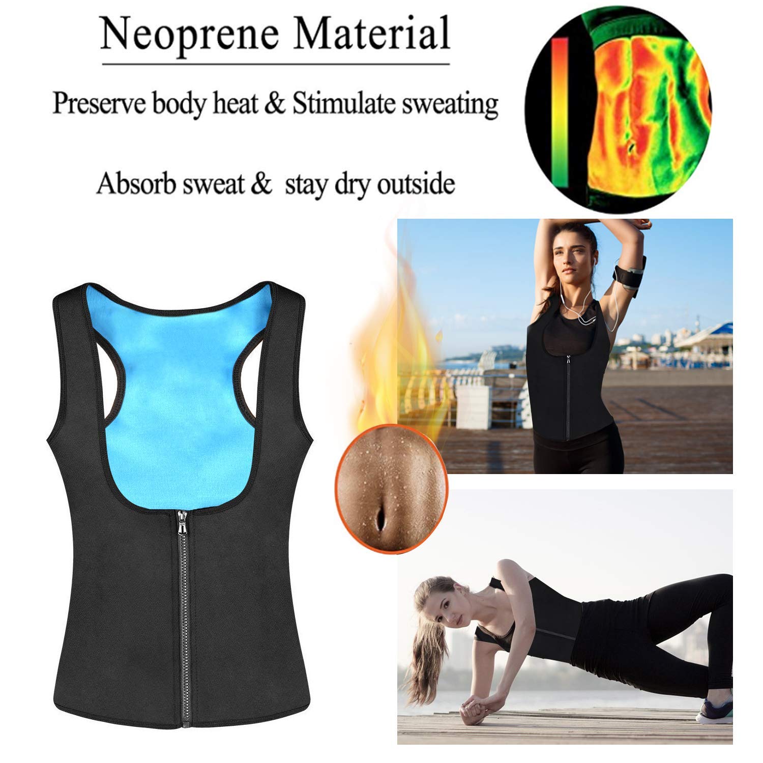 head fitness neoprene sauna vest