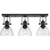 Golden Lighting 3118-3SF BLK-SD Hines Semi-Flush, Transitional, Matte Black with Seeded Glass