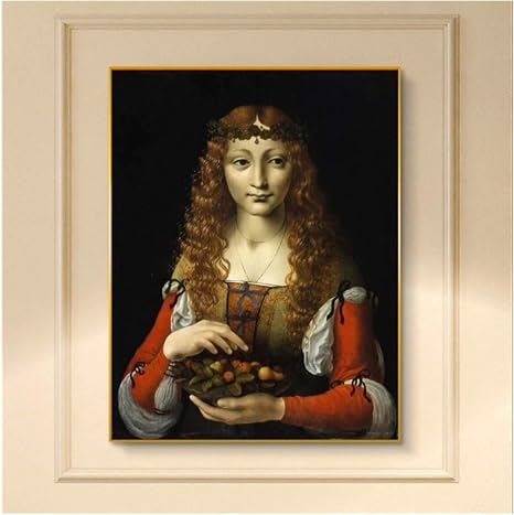 Amazon さくらんぼを持つ少女有名なキャンバスアート絵画イタリアによる複製有名なアーティスト家の壁の装飾のためのキャンバスアートプリント 60x80cmフレームなし ウォールステッカー オンライン通販