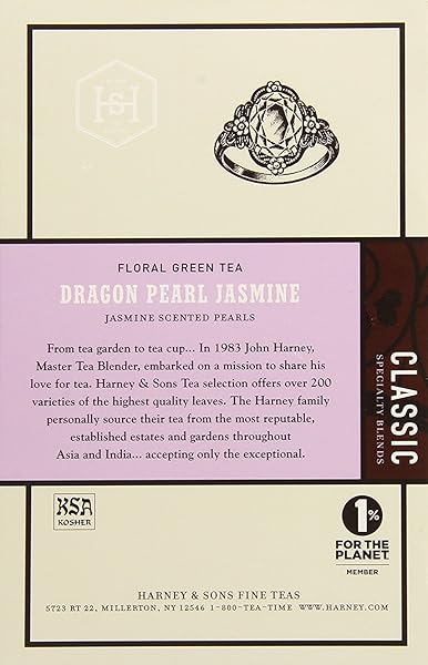 HARNEY & SONS DRAGON PEARL GREEN TEA SACHETS, JASMINE, 1.7 OZ
