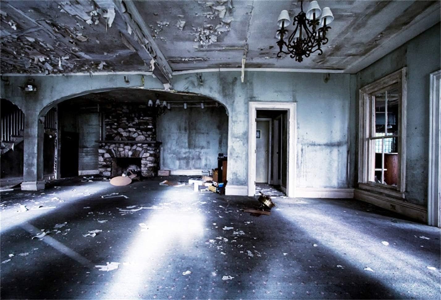 LFEEY 5x3ft Old Grunge Haunted House Interior