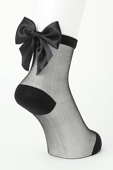 Amazon チュチュアンナ Tutuanna バックサテンリボン付きシースルーソックス15cm丈黒 黒 ソックス 通販
