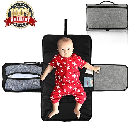 WisFox Tragbare Wickelunterlage, Leicht, wasserdicht und langlebig, faltbare Wickelunterlage inkl. Matte abnehmbar & abwischb