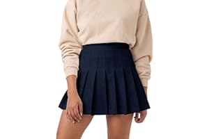 SCKTOO Womens Girl High Waisted Pleated Tennis Skirt School A-Line Skater Skirts with Lining Shorts