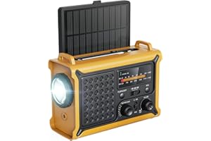 Raynic NOAA Weather Radio 12000mAh, Emergency Weather Radio with 2X Faster Solar & Hand Crank Charging, 5W Flashlight, Reading Lamp, Cell Phone Charger, SOS for Hurricane, Storm, Camping