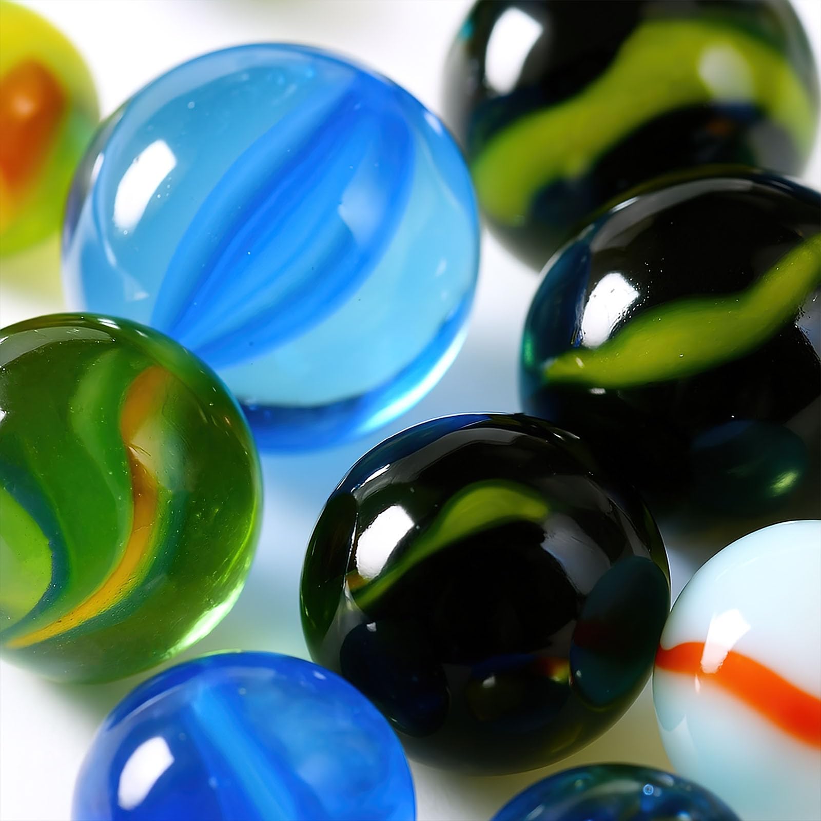 POPLAY Colorful Glass Marbles, 0.6inch Marbles Bulk for Kids Marble Games,DIY and Home Decoration