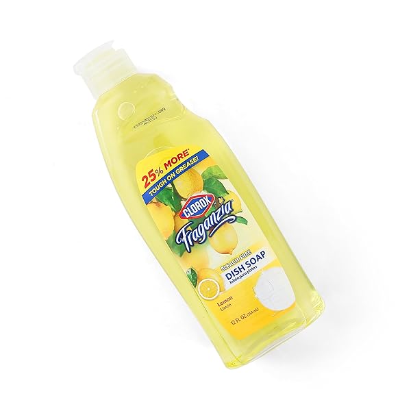 CLOROX FRAGANZIA LIQUID DISH SOAP, LEMON SCENT – DISHWASHING DETERGENT CUTS THROUGH GREASE – A POWERFUL CLEAN YOU CAN TRUST, 12 FL OZ