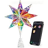 Smart Christmas Tree Topper, 15.5 Inch 3D Holographic Bethlehem Star Tree Topper, App Control, RGB Color Changing, Music Sync, Dimmable for Xmas Tree Home Party Decor