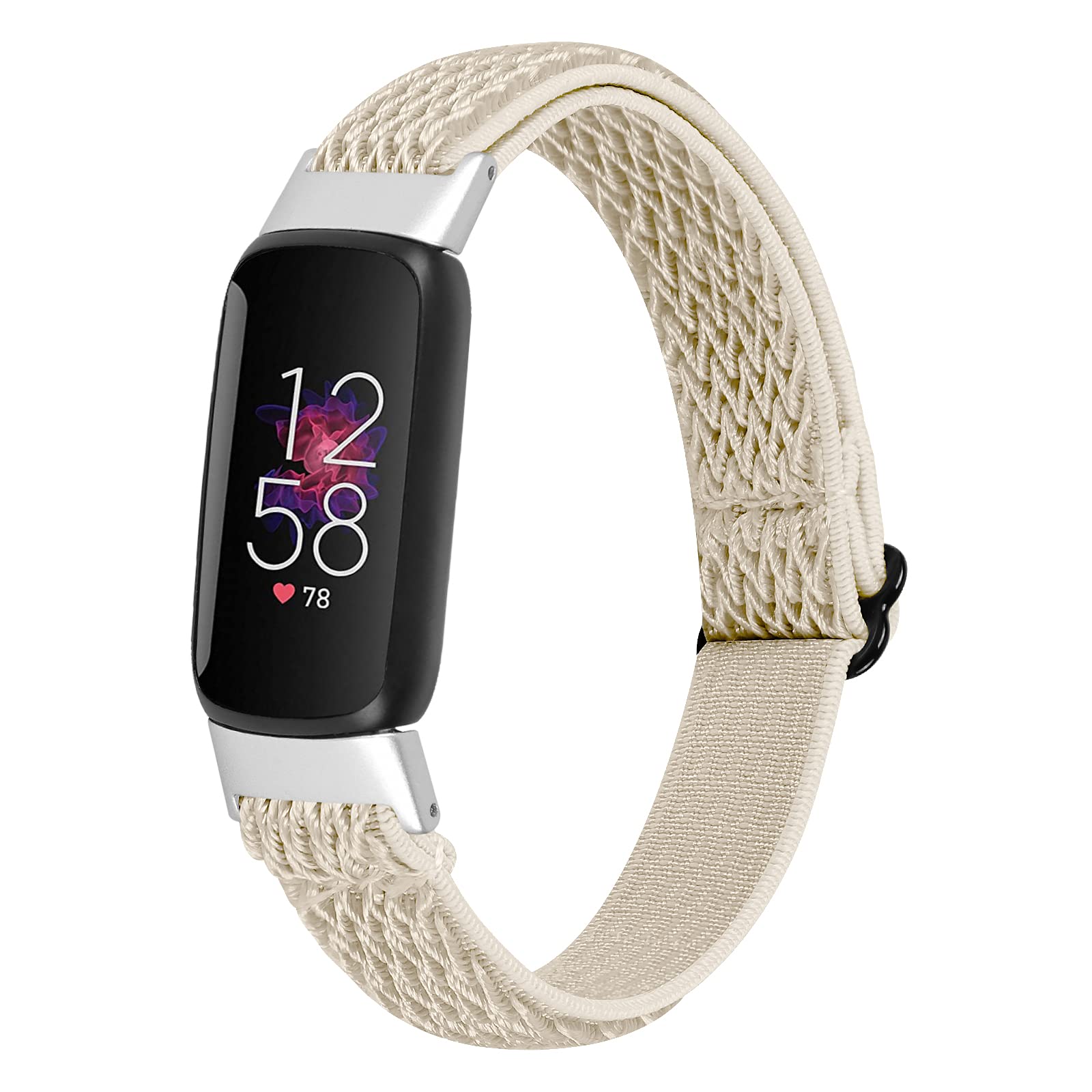 Ginamart Nylon Strap Compatible with Fitbit Luxe Strap, Soft Adjustable Woven Sport Elastic Replacement Strap Wristband for Women Men (Apricot)