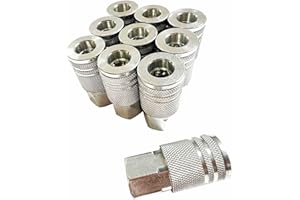 SANFU 1/4-Inch Steel Female Industrial Coupler, Air Hose Fittings 1/4-Inch Female Threads Quick Connector Air Coupler with Storage Case, 10-Pack