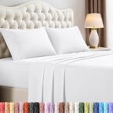 Queen Sheets Set, 4 Pieces 16" Deep Pocket Hotel Luxury Bed Sheets, White | Extra Soft Bedsheet Set for Kids, Women &amp; Men, Comfy &amp; Breathable Cooling Sheets, Fitted Sheet, Flat Sheet, 2 Pillowcase